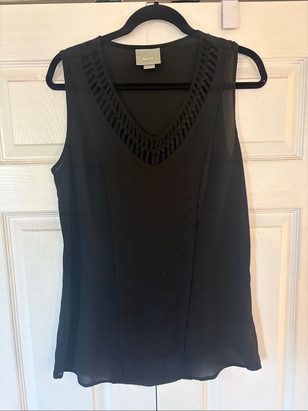 Maeve black flowy top with detailing - Picture 4 of 8